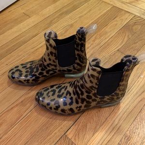 Jcrew leopard rain boot